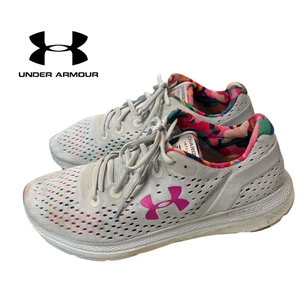 Under Armour Charged Impulse Floral Gray 3024264-100 Running Shoes Sneakers 10
